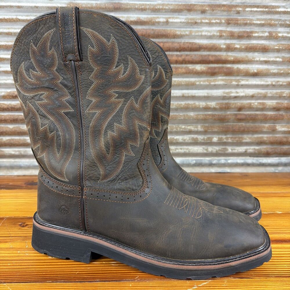 Wolverine Rancher Square Toe Boots Mens US 13M Soft Toe Wellington PRISTINE!!